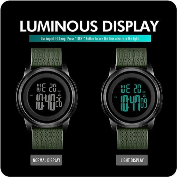 Mens Watch Ultra-Thin Digital Sports Watch Waterproof Stainless Steel Fashion - Picture 4 of 6